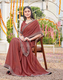 Brown Shimmer Stone Work Swarovski Saree