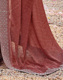 Brown Shimmer Stone Work Swarovski Saree