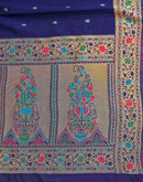 Navy Blue Silk Woven Paithani Saree