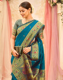 Rama Blue Silk Woven Paithani Saree