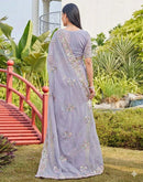 Grey Georgette Sequence Embroidery Saree
