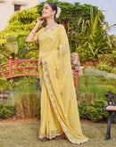 Light Yellow Georgette Sequence Embroidery Saree