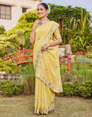 Light Yellow Georgette Sequence Embroidery Saree