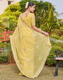 Light Yellow Georgette Sequence Embroidery Saree