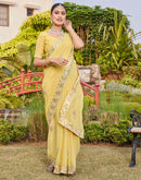 Light Yellow Georgette Sequence Embroidery Saree