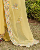 Light Yellow Georgette Sequence Embroidery Saree