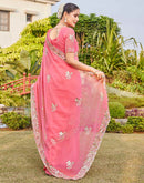 Pink Georgette Sequence Embroidery Saree