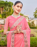 Pink Georgette Sequence Embroidery Saree