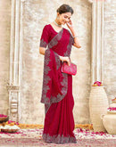 Maroon Shimmer Stone Work Swarovski Saree