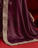 Dusty Wine Chinnon Silk Gota Lace Saree