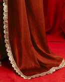 Rust Crush Silk Lace Saree