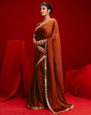 Rust Crush Silk Lace Saree