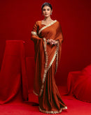 Rust Crush Silk Lace Saree