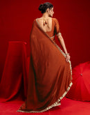 Rust Crush Silk Lace Saree