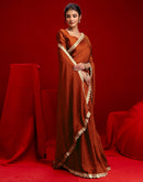 Rust Crush Silk Lace Saree