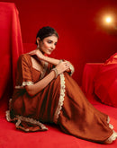 Rust Crush Silk Lace Saree
