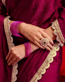 Magenta Crush Silk Lace Saree