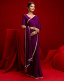 Wine Crush Silk Pearl Lace Saree
