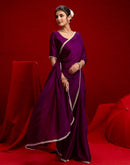 Wine Crush Silk Pearl Lace Saree