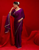 Wine Crush Silk Pearl Lace Saree