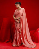 Dusty Peach Shimmer Lace Saree