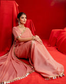 Dusty Peach Shimmer Lace Saree