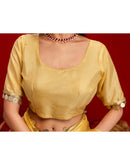 Dusty Golden Shimmer Lace Saree