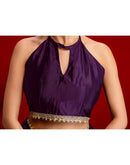 Dark Purple Chinon Lace Saree