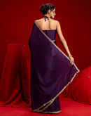 Dark Purple Chinon Lace Saree