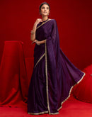 Dark Purple Chinon Lace Saree