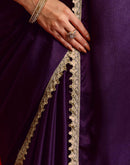 Dark Purple Chinon Lace Saree