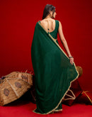 Dark Green Chinon Lace Saree