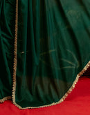 Dark Green Chinon Lace Saree