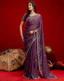 Mauve Shimmer Sequence Embroidery Saree