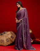 Mauve Shimmer Sequence Embroidery Saree