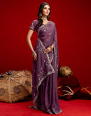 Mauve Shimmer Sequence Embroidery Saree