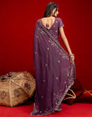 Mauve Shimmer Sequence Embroidery Saree