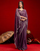 Mauve Shimmer Sequence Embroidery Saree