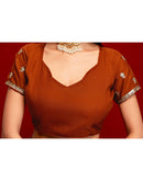 Rust Shimmer Sequence Embroidery Saree