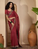 Rust Shimmer Stone Work Swarovski Saree