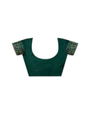 Dark Green Shimmer Stone Work Embellished Saree