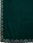 Dark Green Shimmer Stone Work Swarovski Saree