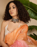 Orange Tissue Silk Sequence Embroidery Saree