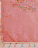 Orange Tissue Silk Sequence Embroidery Saree