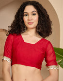 Red Crush Silk Lace Saree