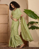 Pista Green Shimmer Lace Saree
