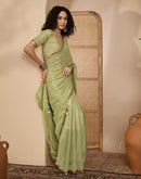 Pista Green Shimmer Lace Saree