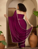 Dark Magenta Crush Silk Pearl Lace Saree