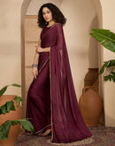 Dusty Wine Crush Silk Lace Saree