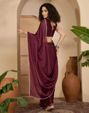 Dusty Wine Crush Silk Lace Saree